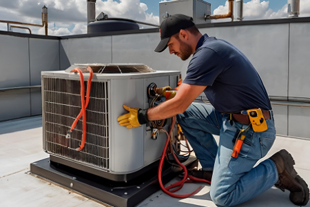 Fast-track aircon student working with a VRV system